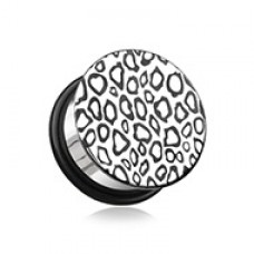 Leopard Plate Hollow Back Single Flared Ear Gauge Plug