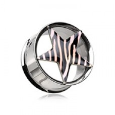Zebra Star Hollow Double Flared Steel Plug