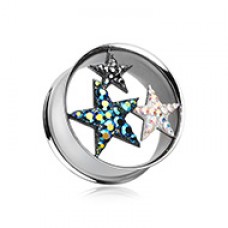 Triple Star Multi-Sprinkle Dot Tunnel Ear Gauge Plug
