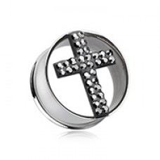 Glistening Cross Multi-Sprinkle Dot Tunnel Ear Gauge Plug