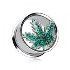 Marijuana Cannabis Pot Leaf Multi-Sprinkle Dot Ear Gauge Tunnel Plug