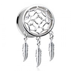 Classic Dreamcatcher Feather Dangle Ear Gauge Plug