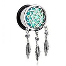 Opal Sparkle Dreamcatcher Single Flared Ear Gauge Plug