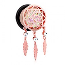Rose Gold Opal Sparkle Dreamcatcher Single Flared Ear Gauge Plug