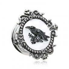 Poe The Raven Cameo Steel Ear Gauge Plug