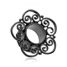 Blackline Floral Filigree Single Flared Tunnel Plug