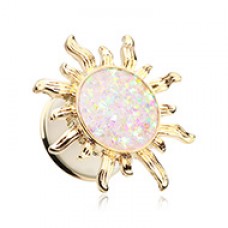 Golden Blazing Sun Opal Glitter Ear Gauge Plug