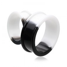 Two Tone Black & White Supersize Flexible Silicone Double Flared Ear Gauge Tunnel Plug