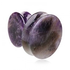 Supersize Amethyst Natural Stone Double Flared Ear Gauge Plug