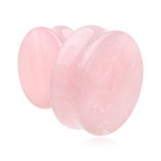 Supersize Pink Rose Quartz Natural Stone Double Flared Ear Gauge Plug