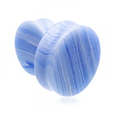 Supersize Blue Lace Agate Stone Double Flared Ear Gauge Plug