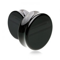 Supersize Black Agate Natural Stone Double Flared Ear Gauge Plug