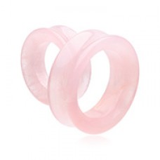 Supersize Pink Rose Quartz Stone Double Flared Eyelet Tunnel Ear Gauge Plug
