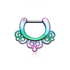 Rainbow Florid Filigree Septum Clicker