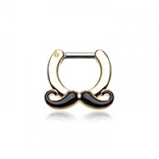 Golden Classic Mustache Septum Clicker