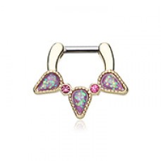 Golden Opal Sparkle Trident Septum Clicker