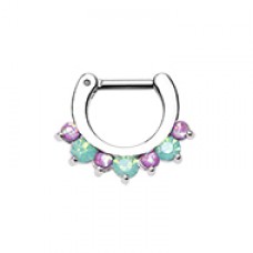 Classic Prong White Opal Gem Septum Clicker