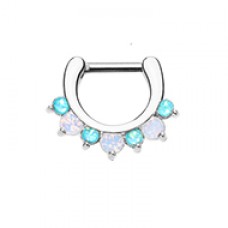 Classic Prong White Opal Gem Septum Clicker