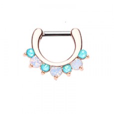 Rose Gold Prong White Opal Gem Precia Septum Clicker