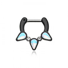 Black Illuminating Moonstone Triceratop Septum Clicker