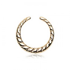 Golden Rope Textured Septum Retainer Ring