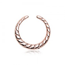 Rose Gold Rope Textured Septum Retainer Ring