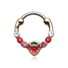 Golden Strawberry Multi Gem Septum Clicker