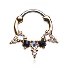 Golden Royal Bling Ornate Multi Gems Septum Clicker