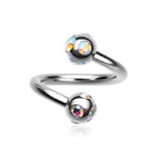 Aurora Gem Ball Steel Twist Spiral Ring