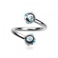 Aurora Gem Ball Steel Twist Spiral Ring