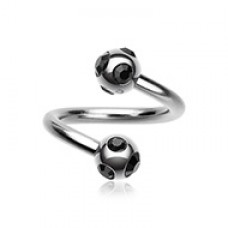 Aurora Gem Ball Steel Twist Spiral Ring