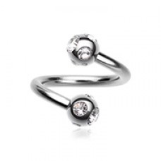 Aurora Gem Ball Steel Twist Spiral Ring