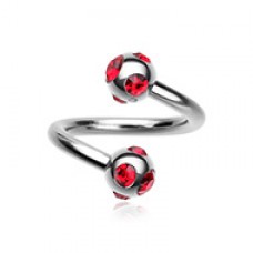 Aurora Gem Ball Steel Twist Spiral Ring