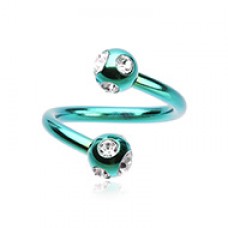 Colorline PVD Aurora Gem Ball Twist Spiral Ring