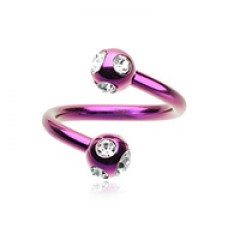 Colorline PVD Aurora Gem Ball Twist Spiral Ring