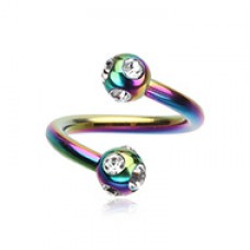 Colorline PVD Aurora Gem Ball Twist Spiral Ring