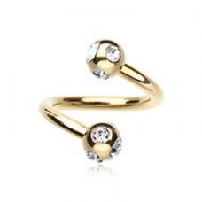 Gold Plated Aurora Gem Ball Twist Spiral Ring