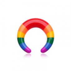Rainbow Stripes Acrylic Ear Gauge Buffalo Taper