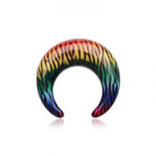 Retro Zebra Stripes Acrylic Ear Gauge Buffalo Taper