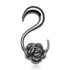Rose Blossom Steel Ear Gauge Hanging Taper 