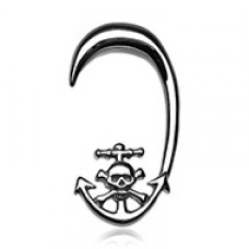 Skull Pirate's Dock Steel Ear Gauge Hanging Taper 