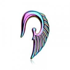 Rainbow Fallen Angel Wing Ear Gauge Hanging Taper