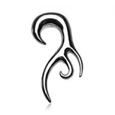 Tribal Fang Swirl Hook Steel Ear Gauge Hanging Taper 