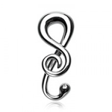 Music Note Treble Clef Steel Ear Gauge Spiral Hanging Taper