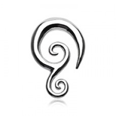 Tribal Swirls Steel Ear Gauge Spiral Hanging Taper