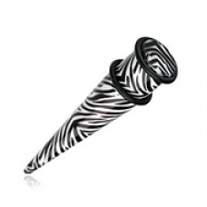 Retro Zebra Swagg Acrylic Ear Stretching Taper