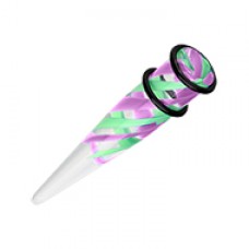 Pinstripe Swirls UV Acrylic Ear Stretching Taper