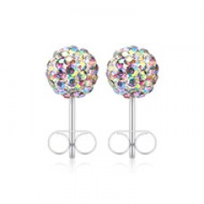 Multi-Sprinkle Dot Multi Gem Aurora Ball Ear Stud Earrings