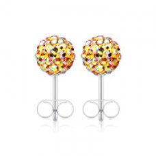 Multi-Sprinkle Dot Multi Gem Aurora Ball Ear Stud Earrings