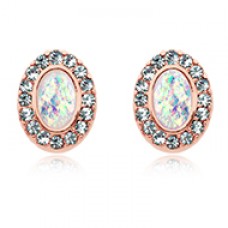 Rose Gold Opal Elegance Ear Stud Earrings
